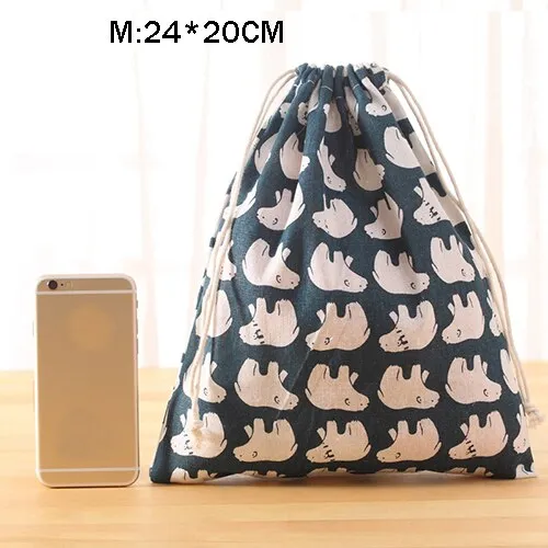 Portable Drawstring Cotton Travel Storage Clothes Handbag