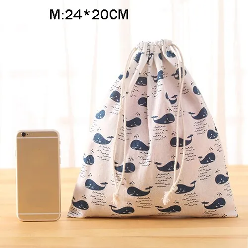 Portable Drawstring Cotton Travel Storage Clothes Handbag