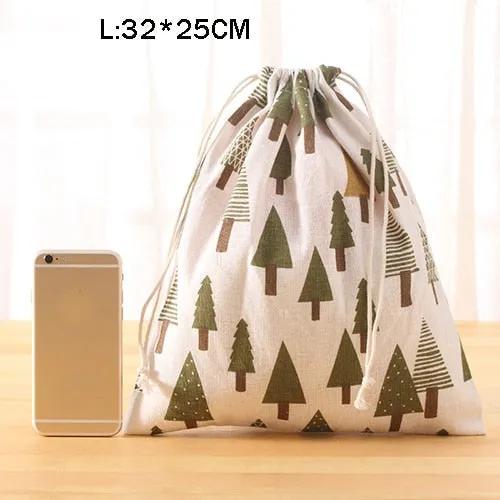 Portable Drawstring Cotton Travel Storage Clothes Handbag