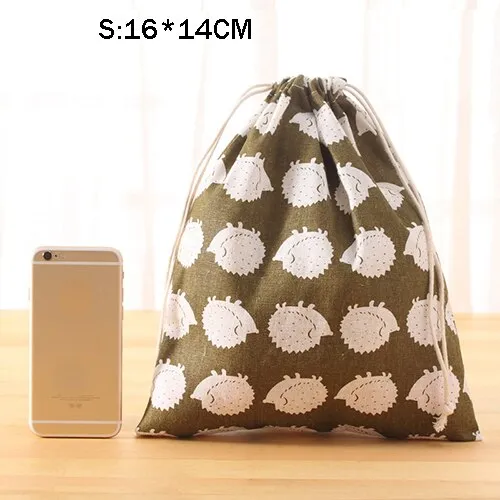 Portable Drawstring Cotton Travel Storage Clothes Handbag