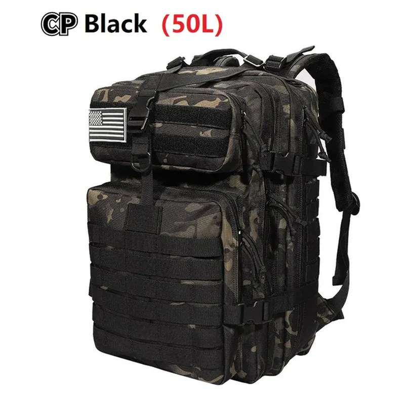 "Ultimate Waterproof Tactical Backpack: 50L Nylon Adventure Gear for Fishing, Hunting, and Outdoor Expeditions"