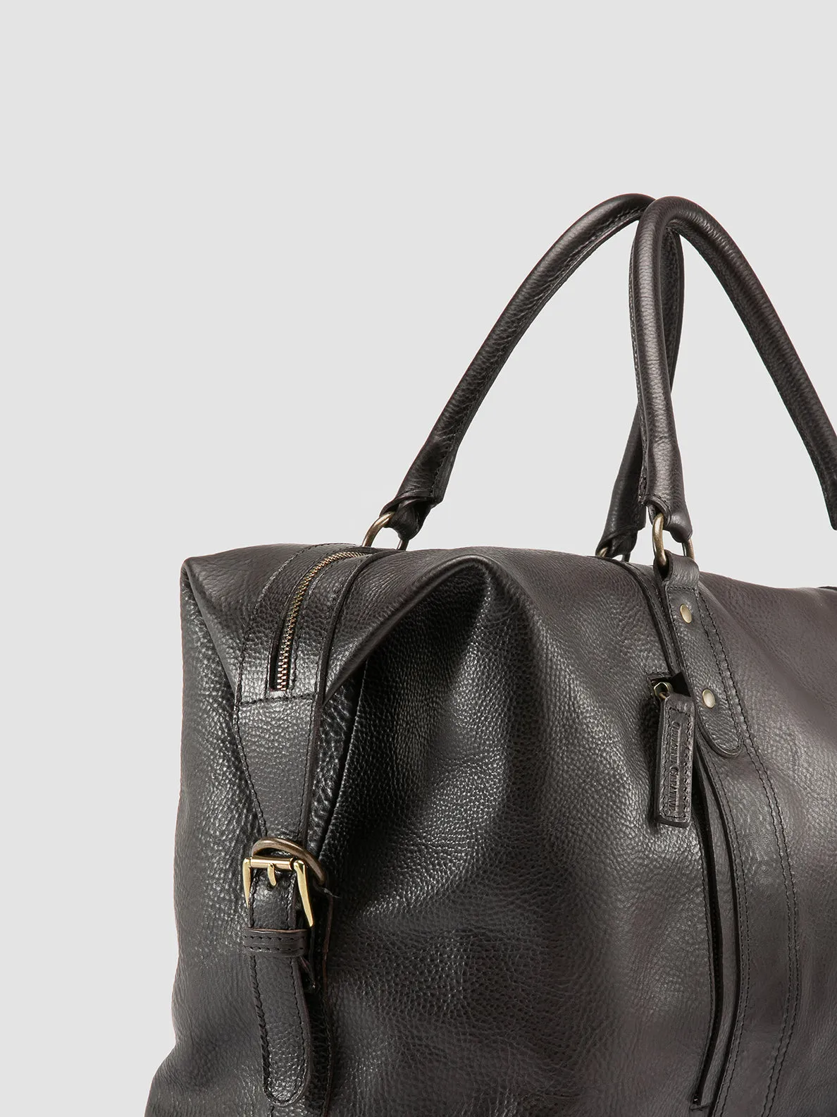 RARE 045 - Black Leather Travel Bag