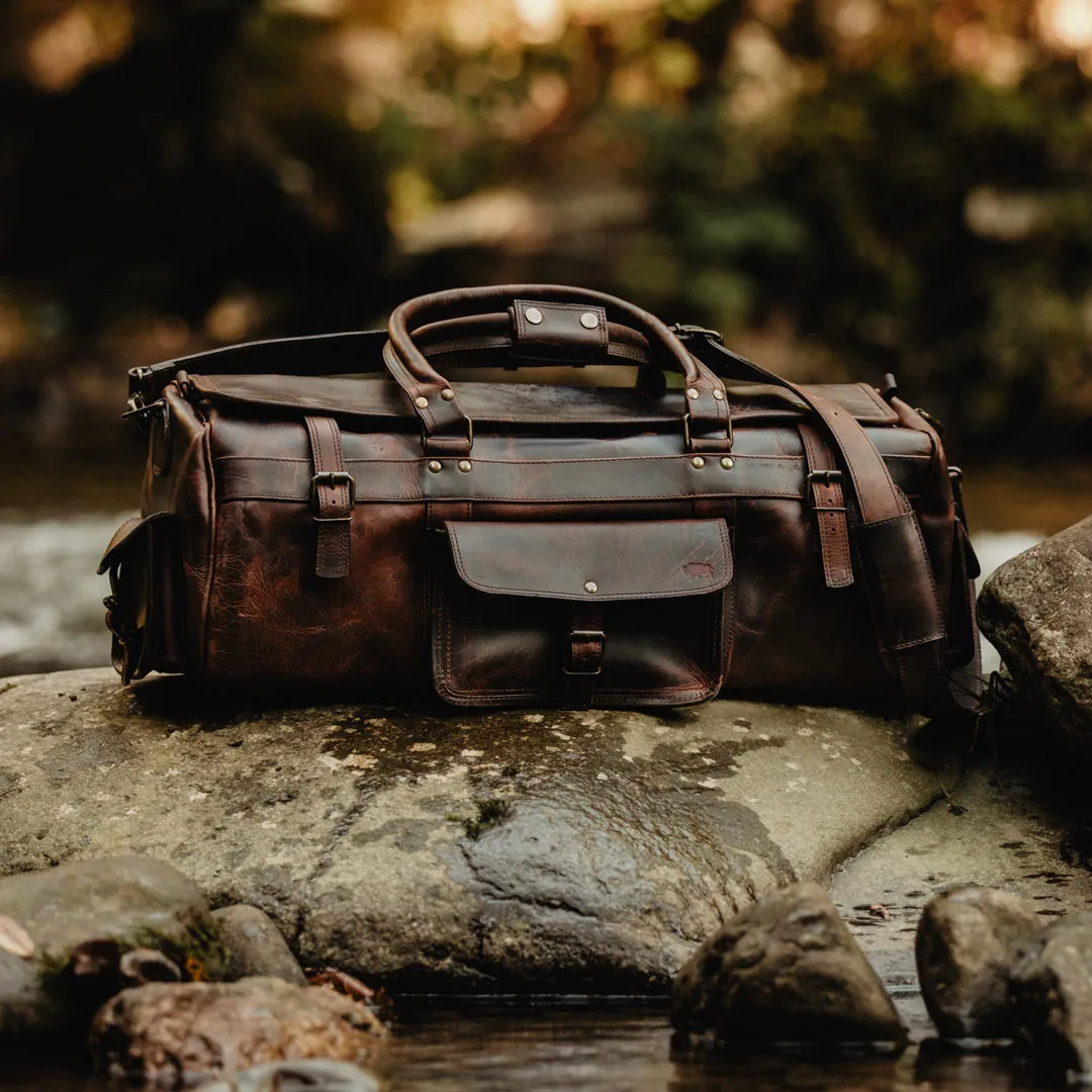 Roosevelt Buffalo Leather Travel Duffle Bag | Dark Oak