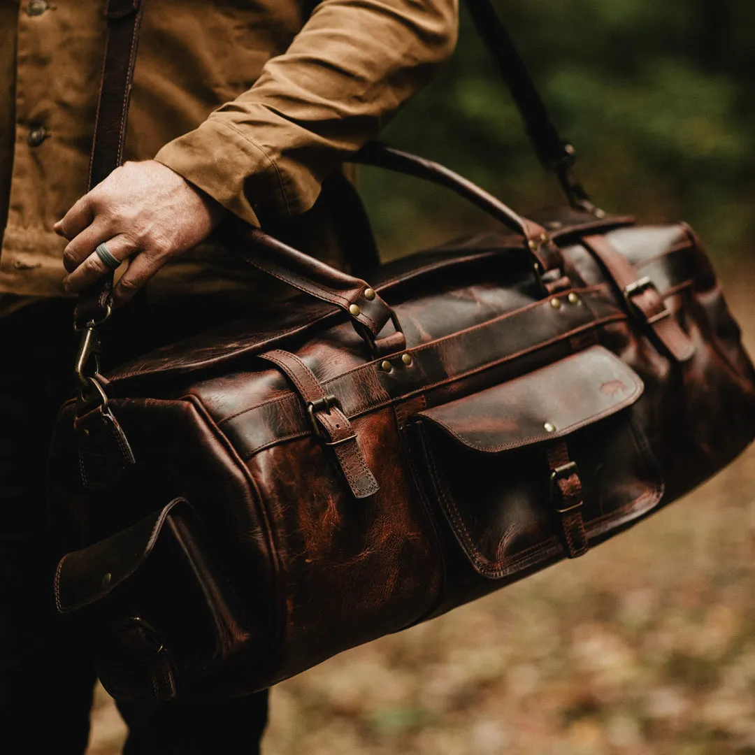 Roosevelt Buffalo Leather Travel Duffle Bag | Dark Oak