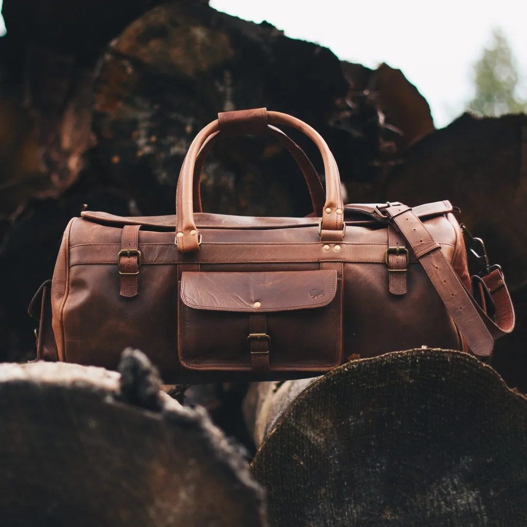 Roosevelt Buffalo Leather Travel Duffle Bag | Dark Oak