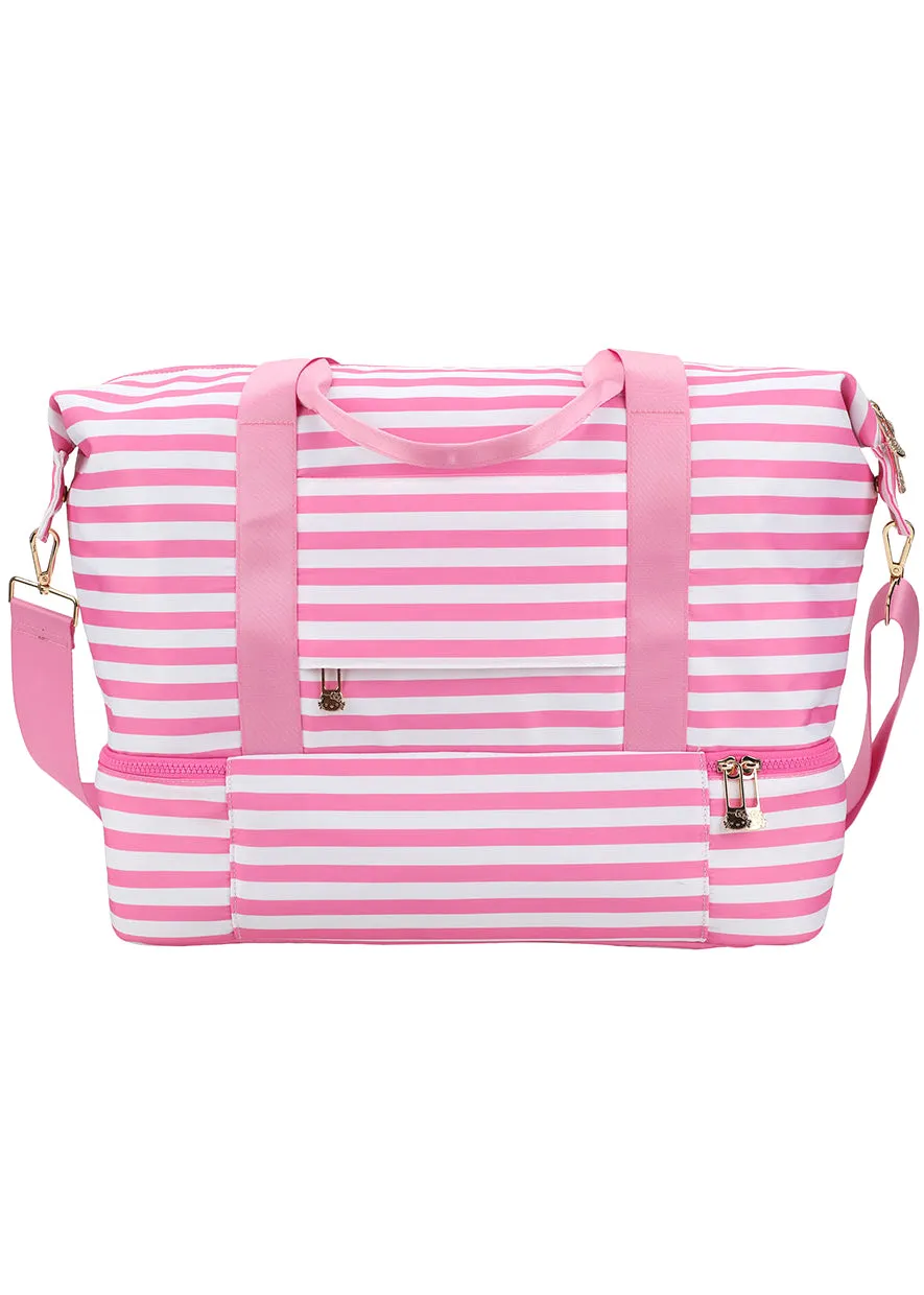 Sanrio Hello Kitty Pink Stripe Travel Weekender Bag