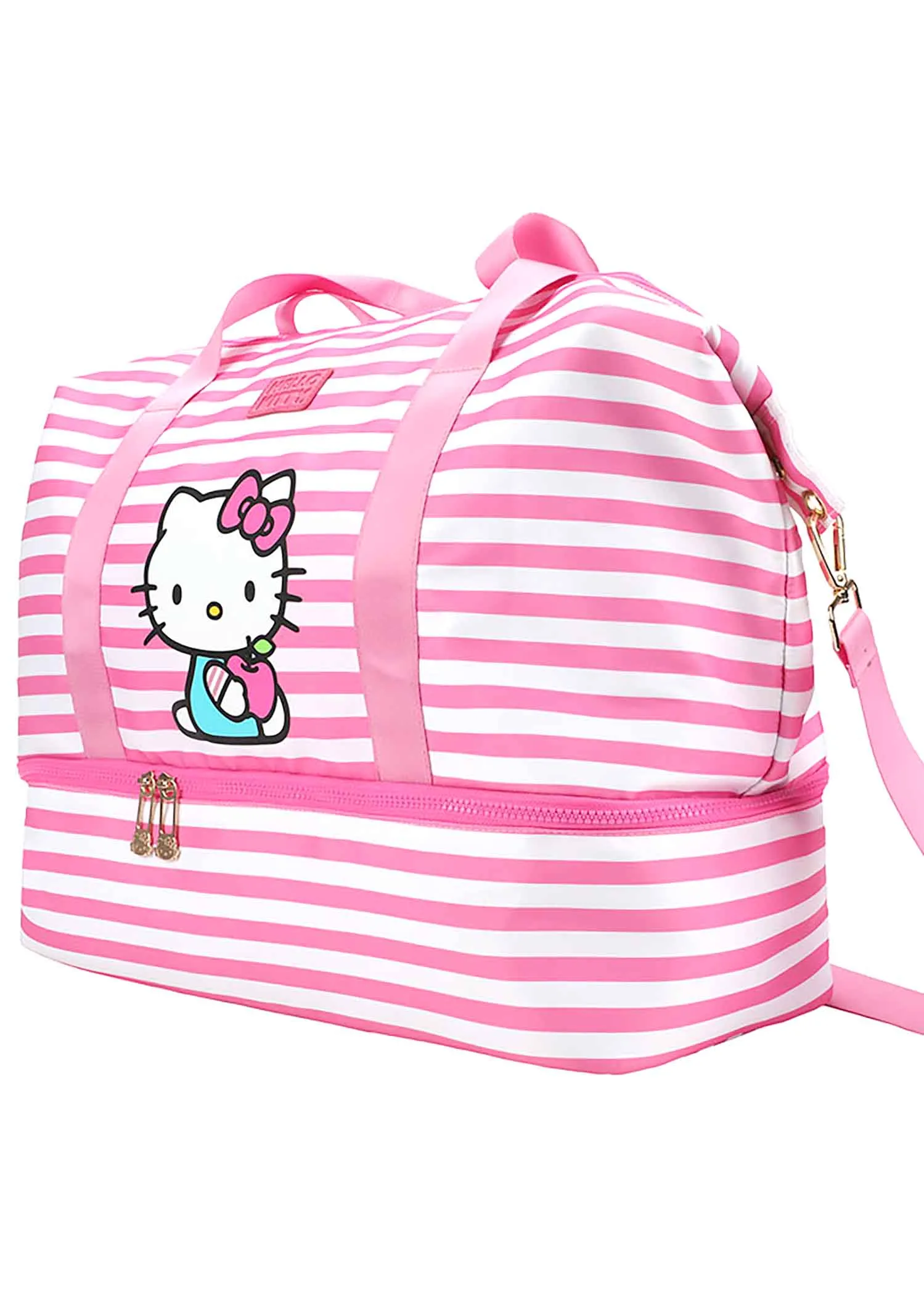 Sanrio Hello Kitty Pink Stripe Travel Weekender Bag