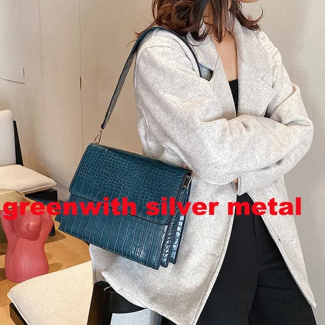 Small Vintage Retro Female Pu Leather Shoulder Messenger Bags Girls Ladies Alligator Crossbody Bag Crocodile Women Handbags New