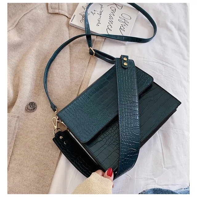 Small Vintage Retro Female Pu Leather Shoulder Messenger Bags Girls Ladies Alligator Crossbody Bag Crocodile Women Handbags New