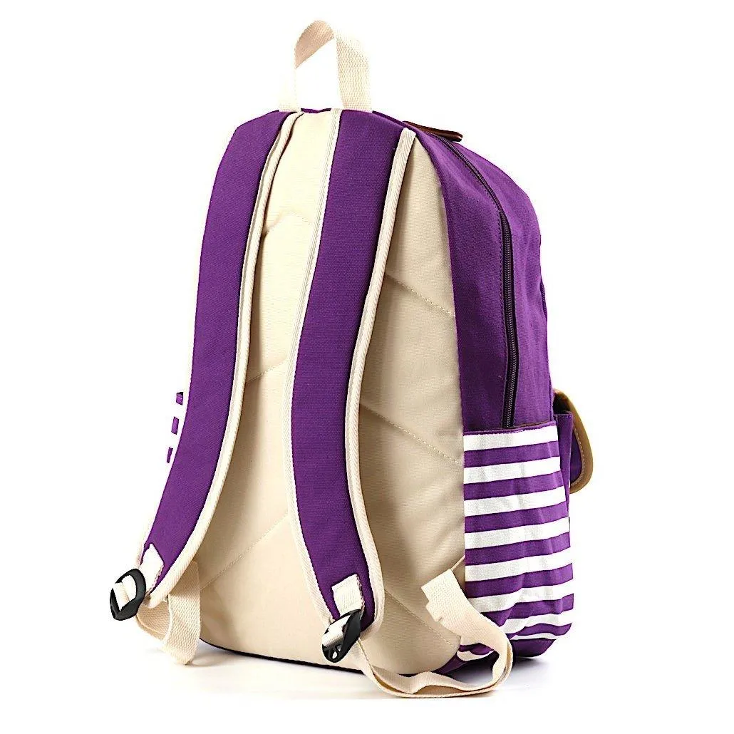 Striped Travel Backpack With Laptop Pocket