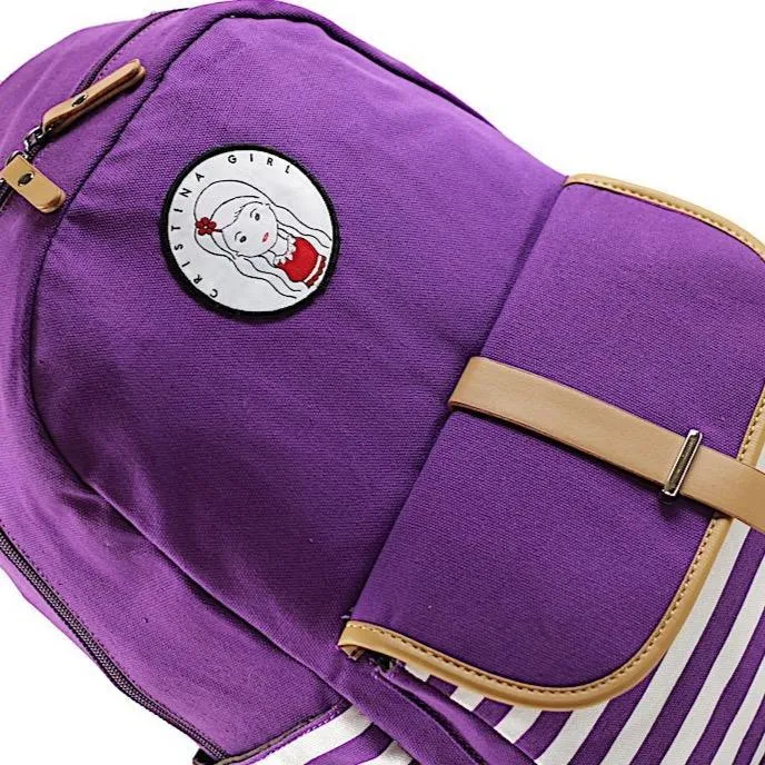 Striped Travel Backpack With Laptop Pocket