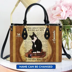 Time Spent With Books And Cats Is Never Wasted Book Lovers Gift LHB02