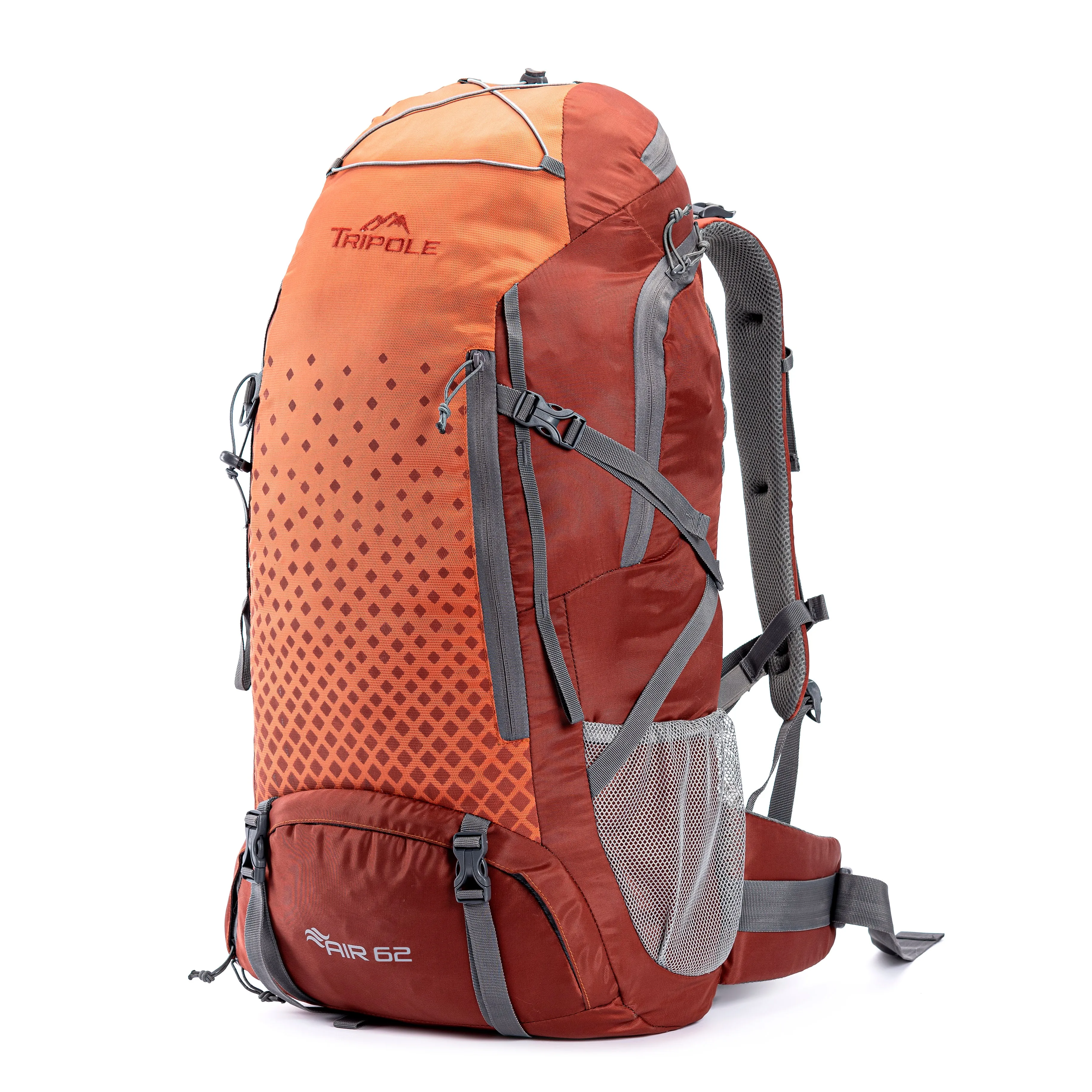 Tripole Air Trekking and Travel Rucksack with Rain Cover and Laptop Sleeve | 3 Year Warranty | Red | 62 Litres