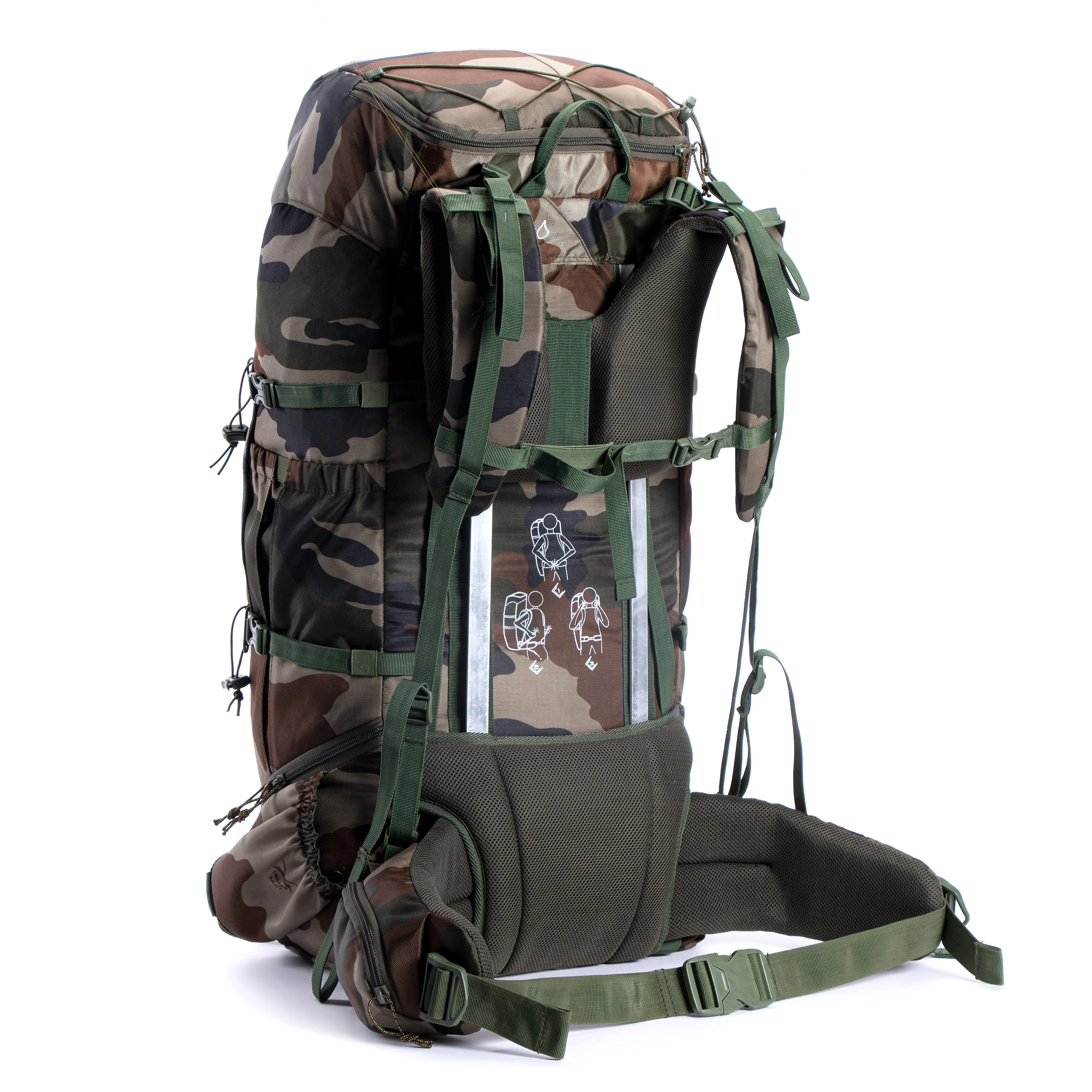 Tripole Terra Backpacking and Trekking Rucksack with Front Opening, Rain Cover and Metal Frame | Indian Army | 75 Litres