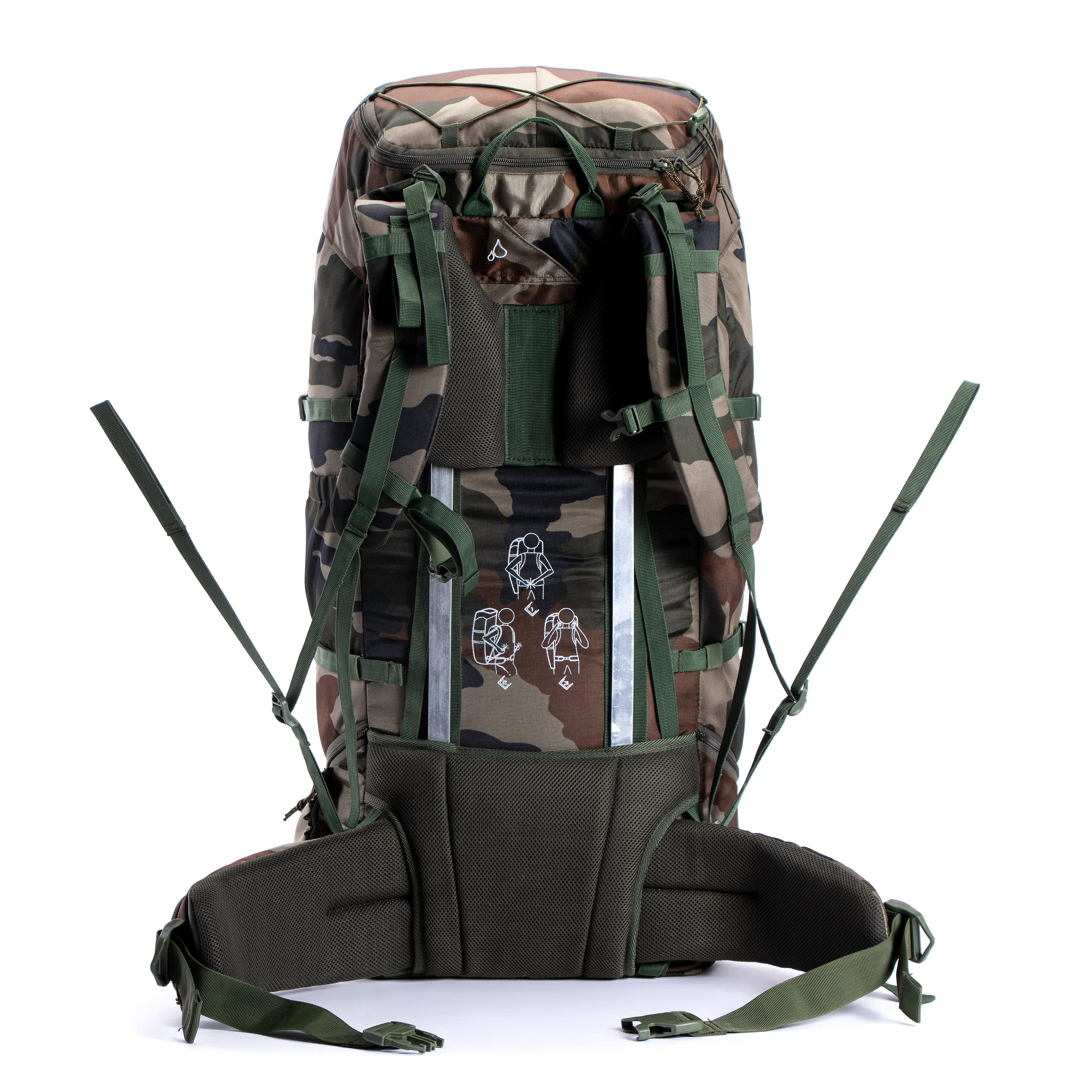 Tripole Terra Backpacking and Trekking Rucksack with Front Opening, Rain Cover and Metal Frame | Indian Army | 75 Litres