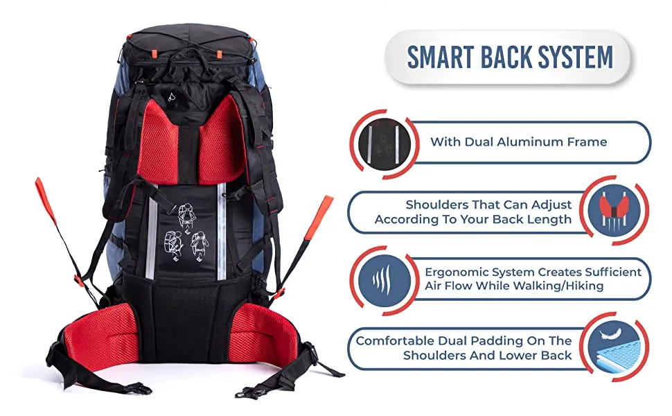 Tripole Terra Backpacking and Trekking Rucksack with Front Opening, Rain Cover and Metal Frame | Indian Army | 75 Litres