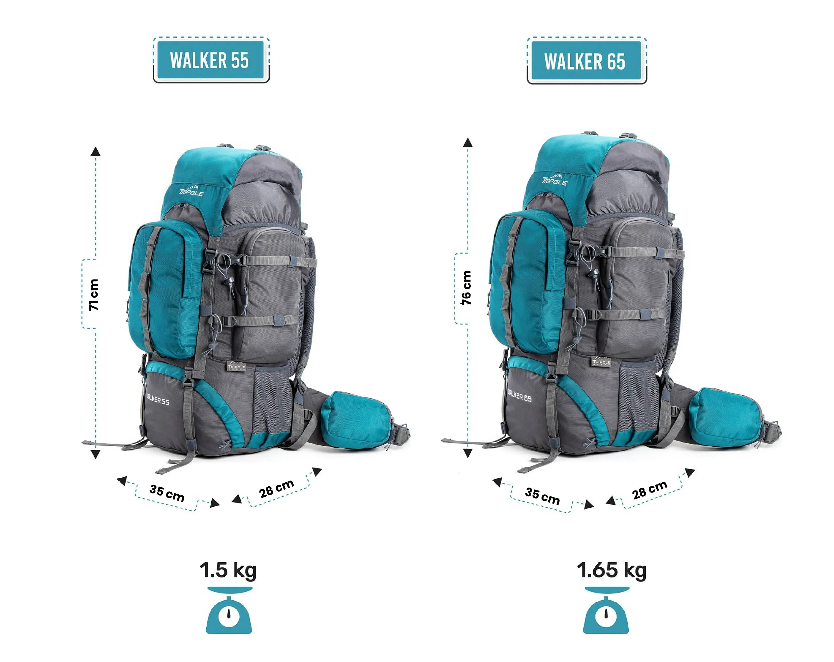 Walker 65 Litre Rucksack (Black & Grey)   Foldable Day Pack