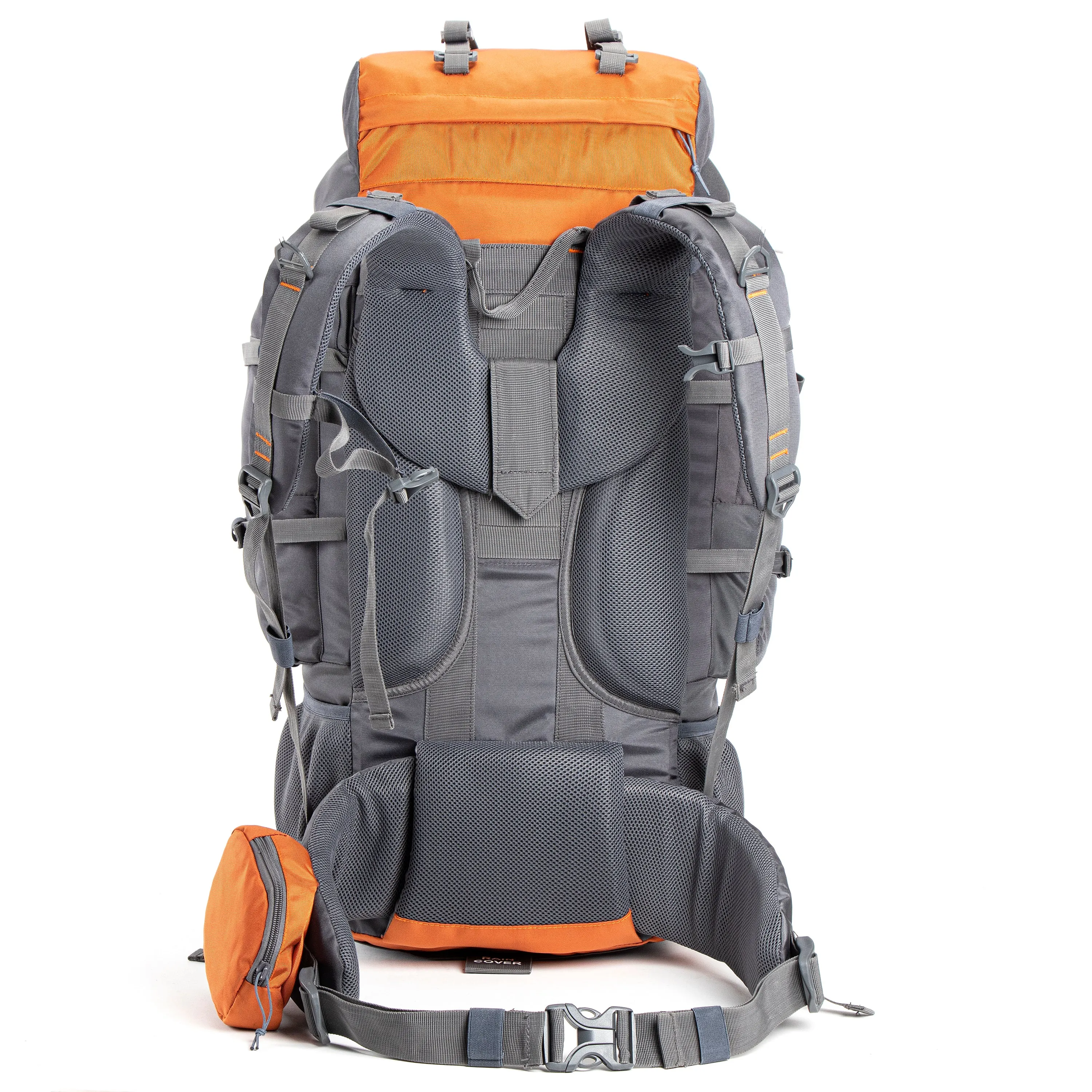 Walker 65 Litre Rucksack (Grey & Orange)   Foldable Day Pack