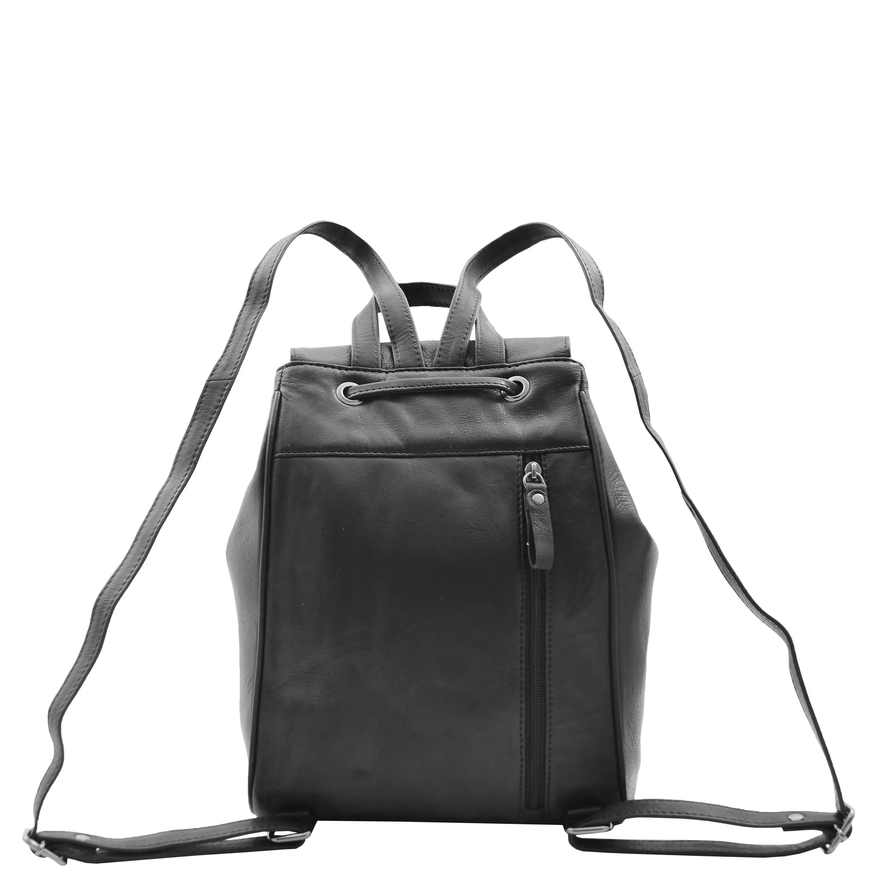 Womens Leather Backpack Black Casual Travel Rucksack Work Daypack Lydia