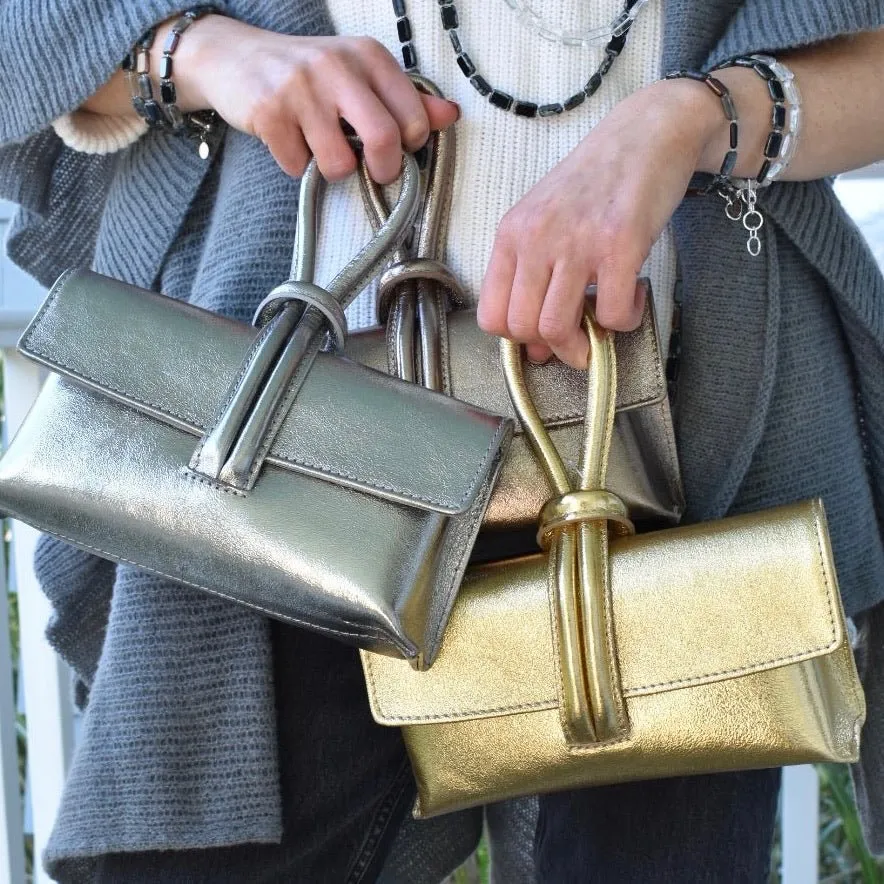 Yellow Modern Leather Clutch & Crossbody Bag