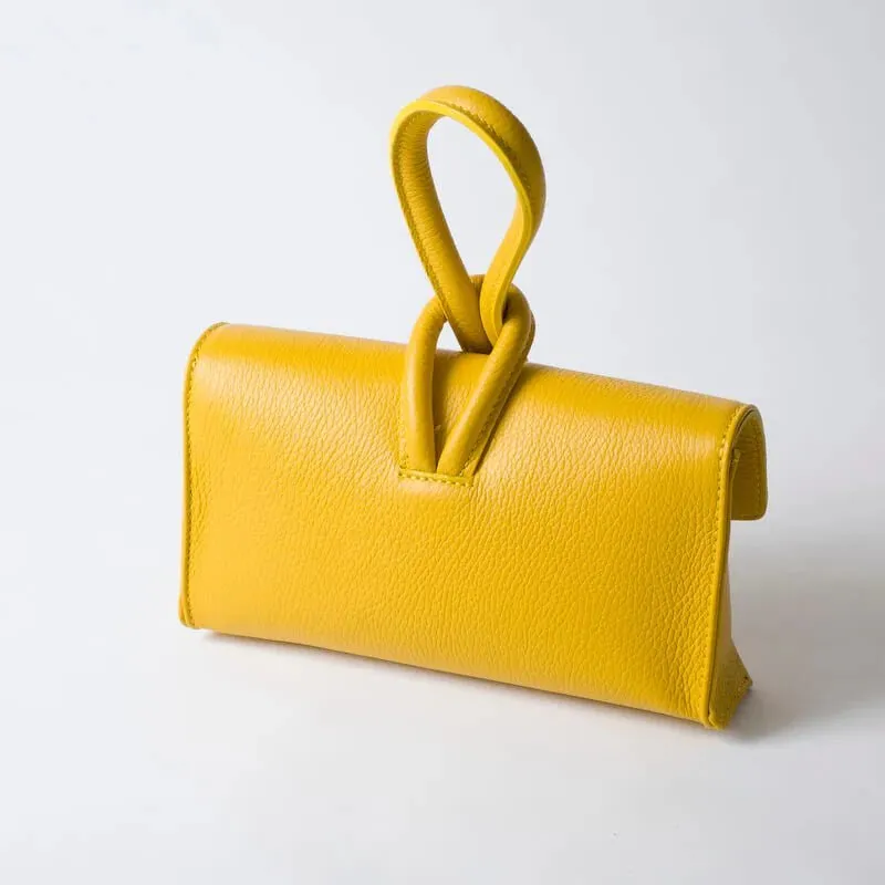 Yellow Modern Leather Clutch & Crossbody Bag