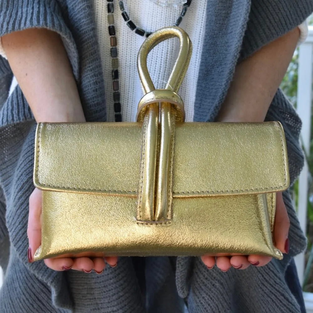 Yellow Modern Leather Clutch & Crossbody Bag